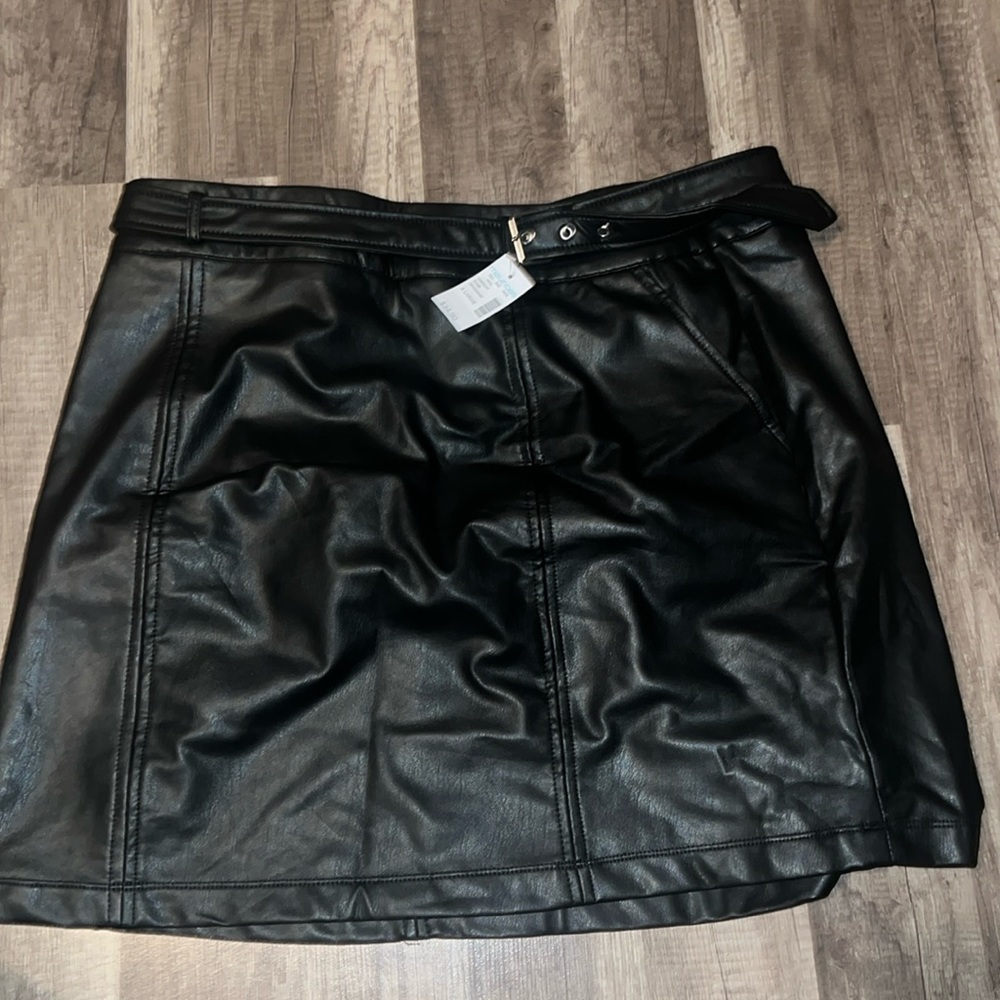 Black leather skirt